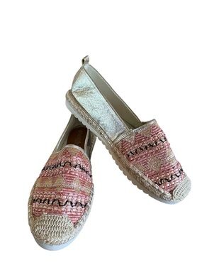 Patrizia Spring Step Tetuanga Woven Pink Gold Espadrilles - 39 NEW No Box
